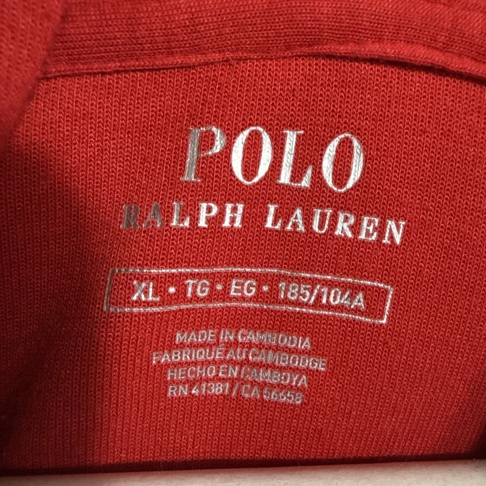POLO RALPH LAUREN CHENILLE BLACKWATCH P PATCH XL FULL ZIP HOODIE RED Varsity